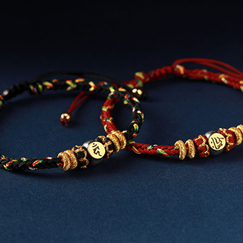 Nimara Ritual Chinese Zodiac Natal Buddha Silver Luck Braided String Bracelet
