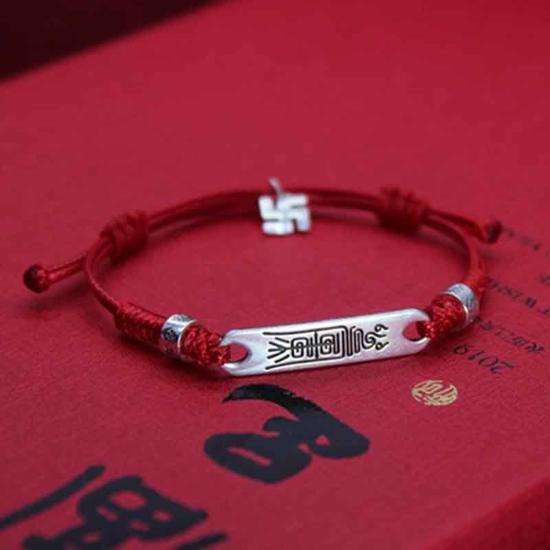Nimara Ritual 925 Sterling Silver Red String Luck Strength Braid Bracelet