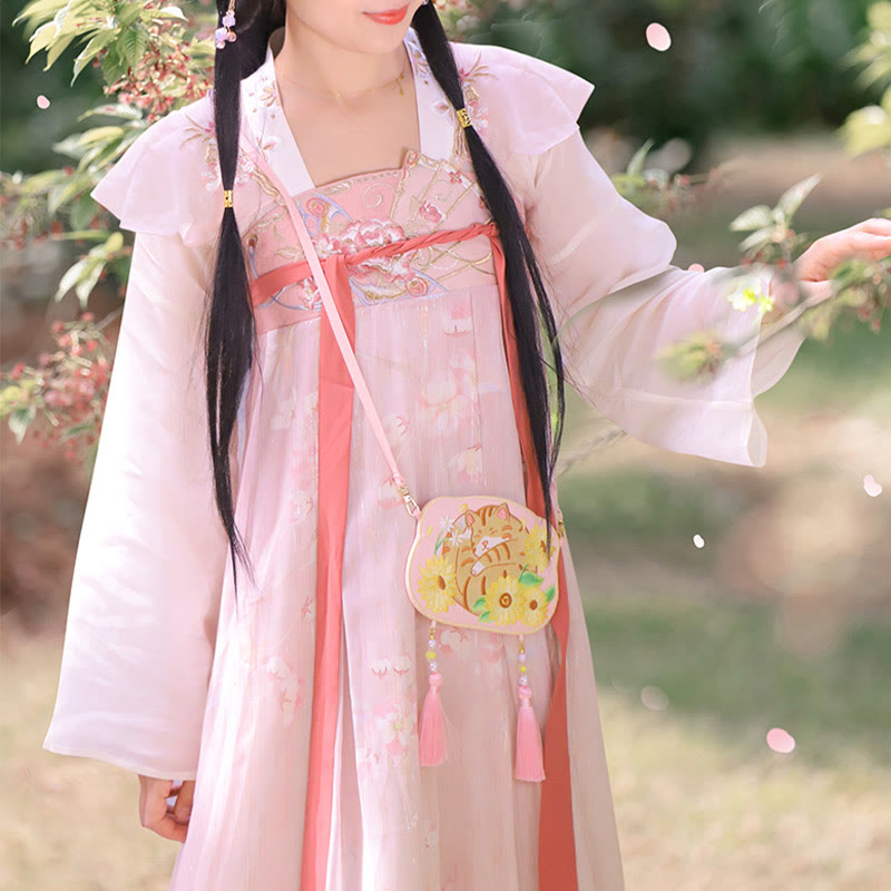 Nimara Ritual Embroidery Lucky Panda Cat Shiba Inu Deer Rabbit Fox Flower Cute Animal Hanfu Bag Crossbody Bag Shoulder Bag