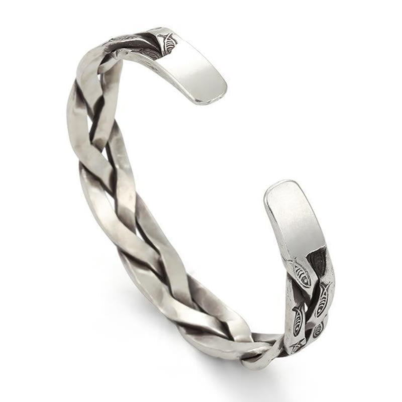 Nimara Ritual Koi Fish Twisted Design Luck Wealth Cuff Bracelet Bangle