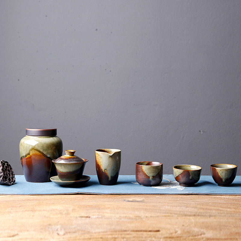 Nimara Ritual Vintage Brown Beige Kiln Change Ceramic Teacup Kung Fu Tea Cup Bowl