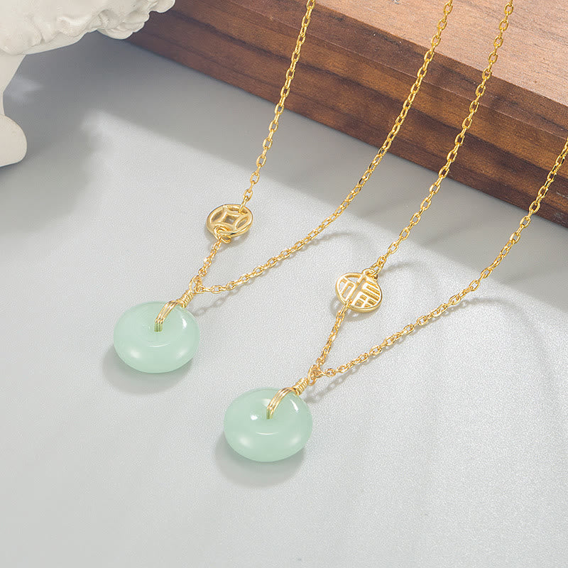Nimara Ritual Jade Fu Character Copper Coin Peace Buckle Abundance Necklace Pendant