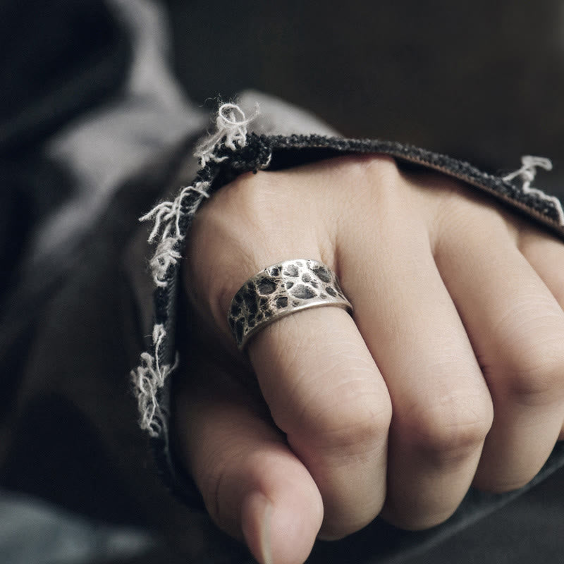 Nimara Ritual 925 Sterling Silver Bump Texture Design Protection Ring