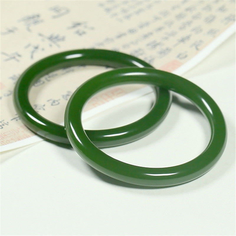 Nimara Ritual Cyan Jade Longevity Blessing Bangle Bracelet