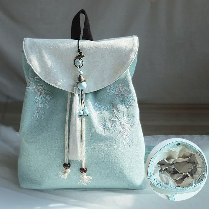 Nimara Ritual Handmade Embroidered Large Capacity Canvas Backpack