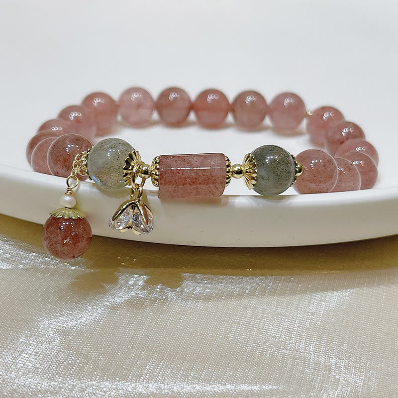 Nimara Ritual Natural Strawberry Quartz Moonstone Love Bracelet