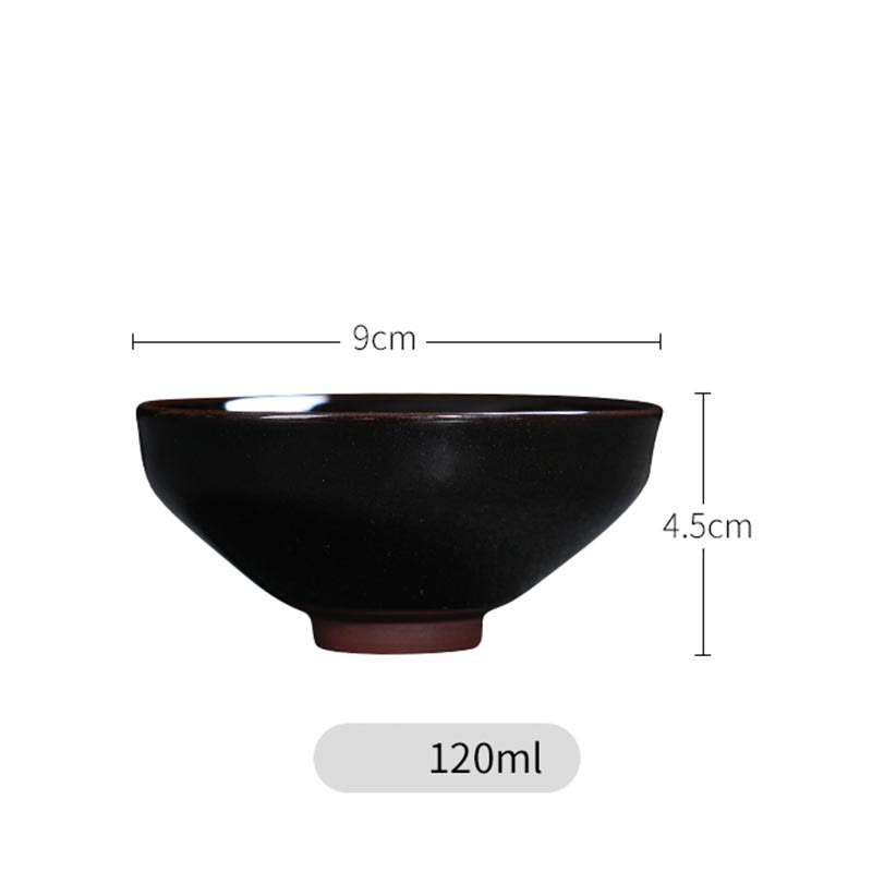 Nimara Ritual Gold Maple Leaf Chinese Jianzhan Ceramic Teacup Tenmoku Kung Fu Tea Cup Bowl