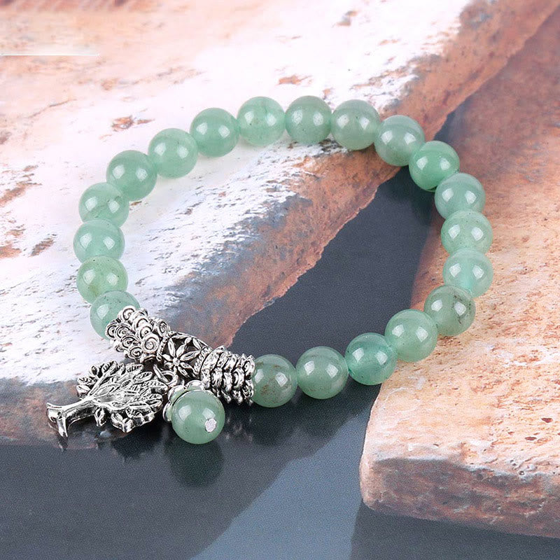 Nimara Ritual Natural Gemstone Tree of Life Lucky Charm Stretch Bracelet