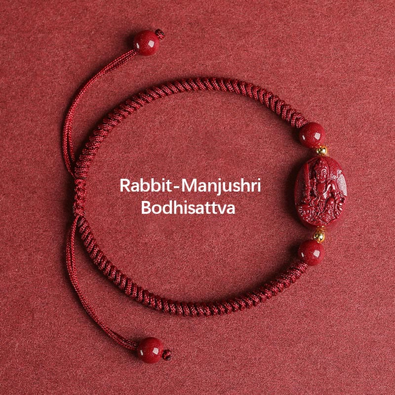 Nimara Ritual Chinese Zodiac Natal Buddha Cinnabar Keep Away Evil Spirits Rope Bracelet