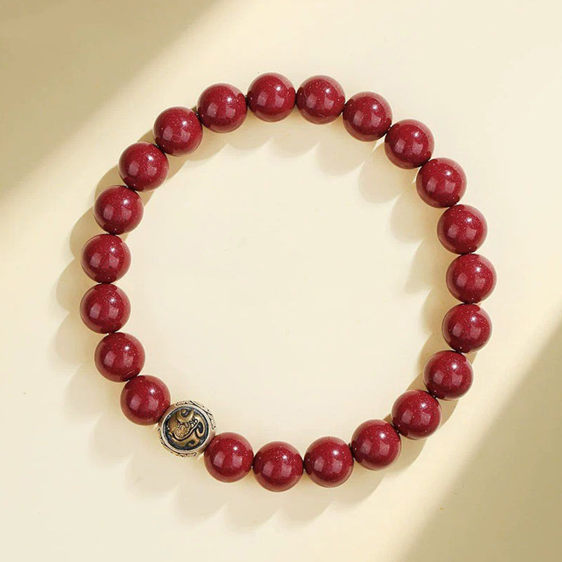 Nimara Ritual 925 Sterling Silver Natural Cinnabar Four Beasts Blessing Bracelet