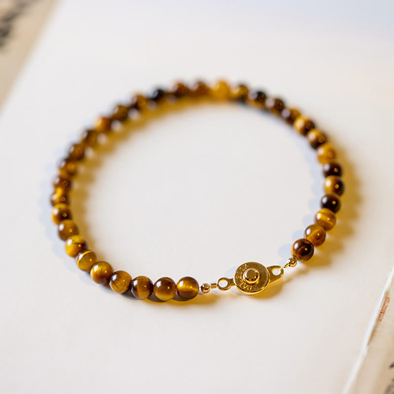 Nimara Ritual 14K Gold Plated Natural Tiger Eye Stone Courage Protection Bracelet