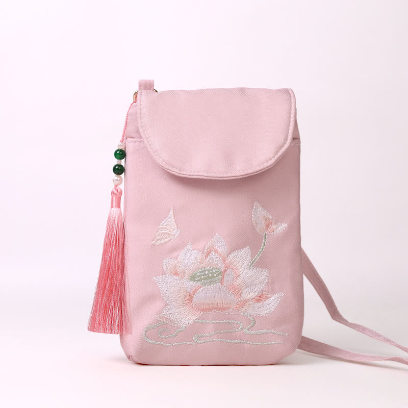 Nimara Ritual Small Embroidered Flowers Crossbody Bag Shoulder Bag Double Layer Cellphone Bag