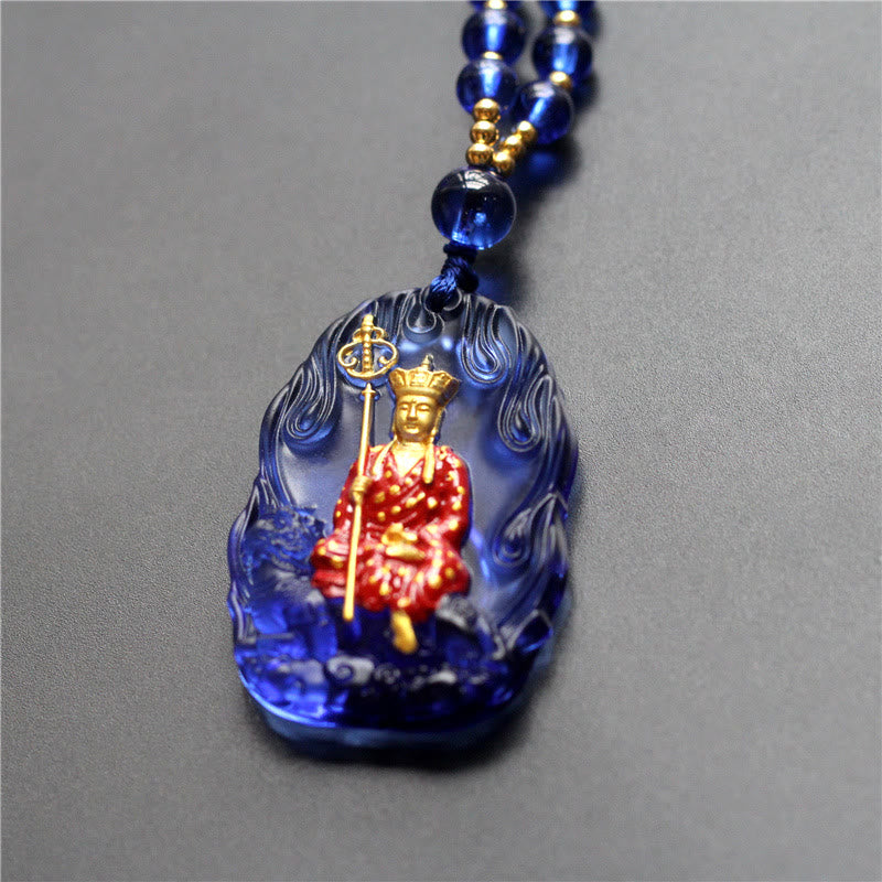 Nimara Ritual Ksitigarbha Buddha Liuli Crystal Compassion Amulet Necklace Pendant
