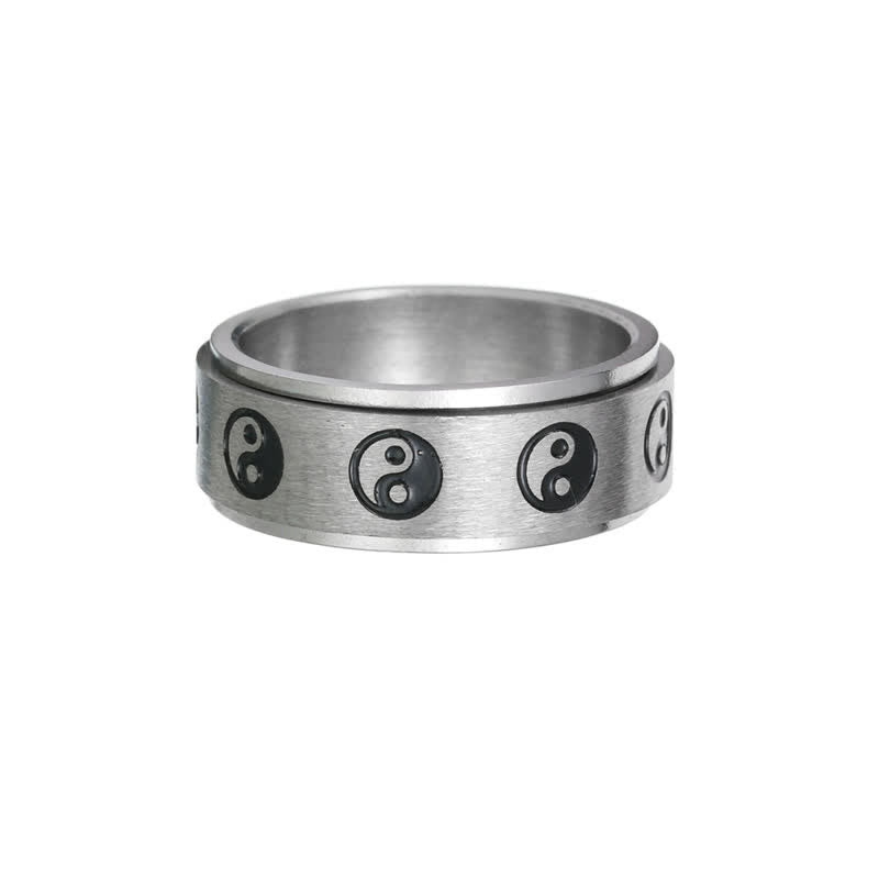 Nimara Ritual Yin Yang Titanium Steel Balance Rotatable Ring