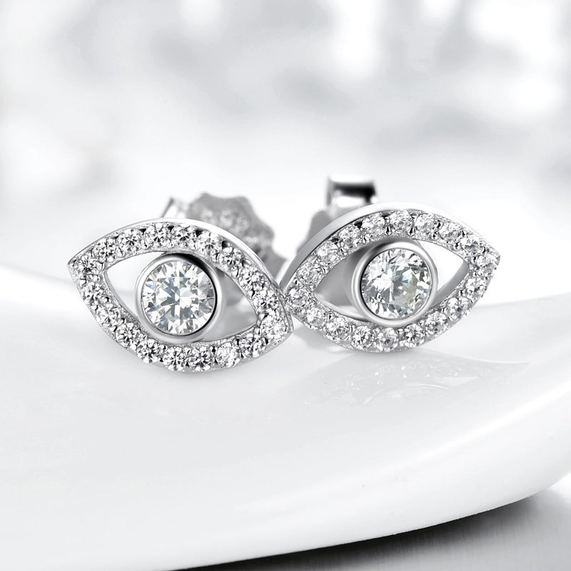 Nimara Ritual 925 Sterling Silver Evil Eye Symbol Protection Stud Earrings