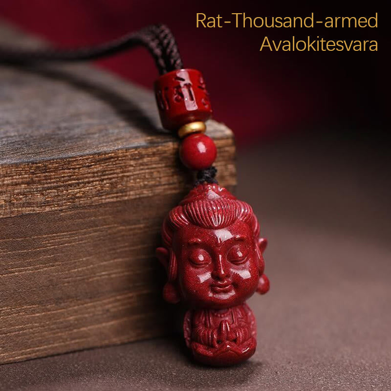 Nimara Ritual Chinese Zodiac Natal Buddha Natural Cinnabar Amulet Keep Away Evil Spirits Necklace Pendant