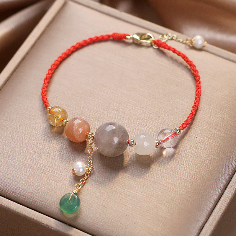 Nimara Ritual Moonstone Sunstone Beads Peace Buckle Charm Healing Bracelet