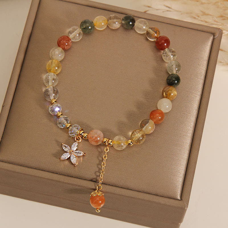 Nimara Ritual Multicolored Rutilated Quartz Auspiciousness Zircon Flower Bracelet