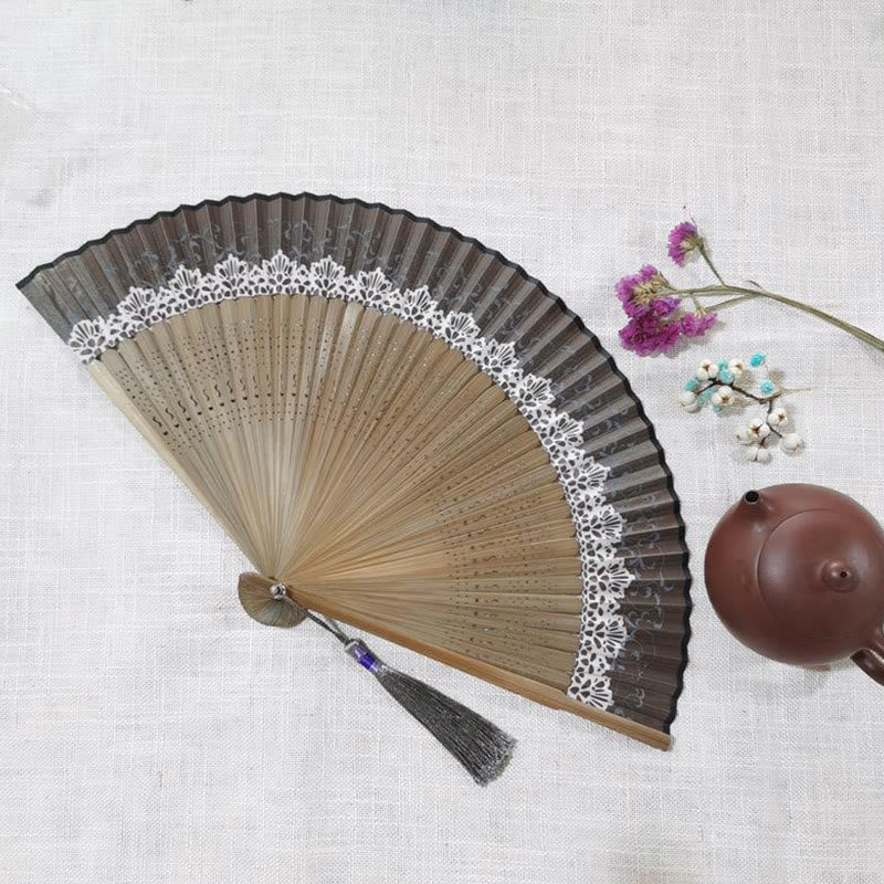 Nimara Ritual Simple Hollow Engraved Handheld Bamboo Folding Fan