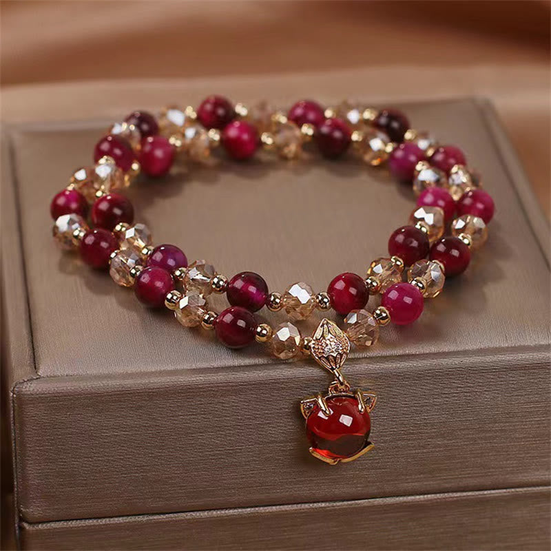 Nimara Ritual Red Tiger Eye Fox Protection Double Wrap Bracelet