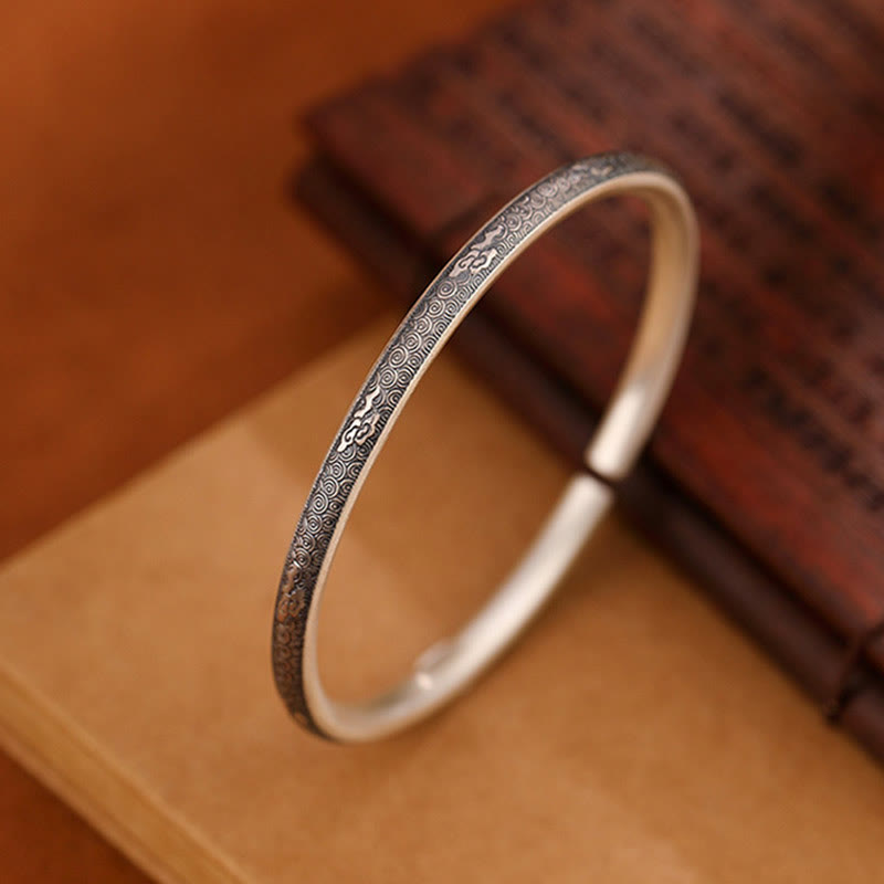 Nimara Ritual Vintage 999 Sterling Silver Auspicious Clouds Design Luck Bracelet Bangle