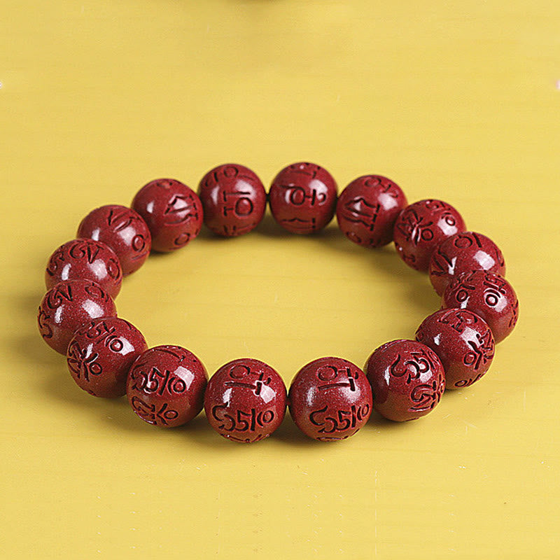 Nimara Ritual Natural Double PiXiu Cinnabar Om Mani Padme Hum Wealth Luck Bead Bracelet