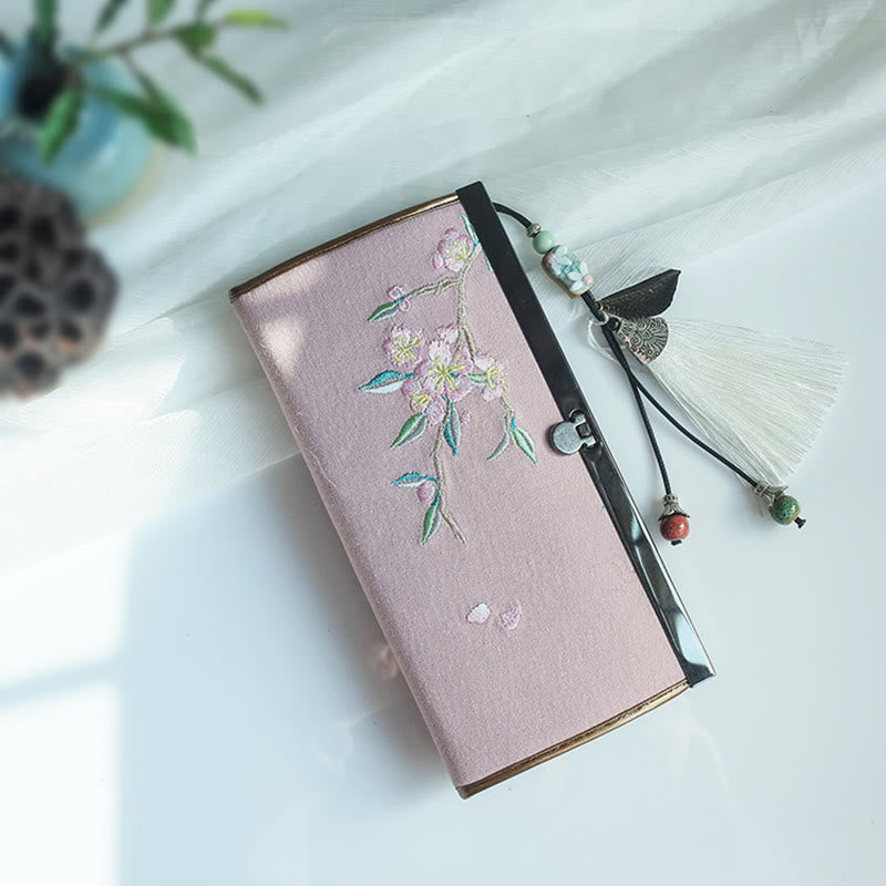Nimara Ritual Flower Plum Peach Blossom Bamboo Double-sided Embroidery Large Capacity Cash Holder Wallet Shopping Purse