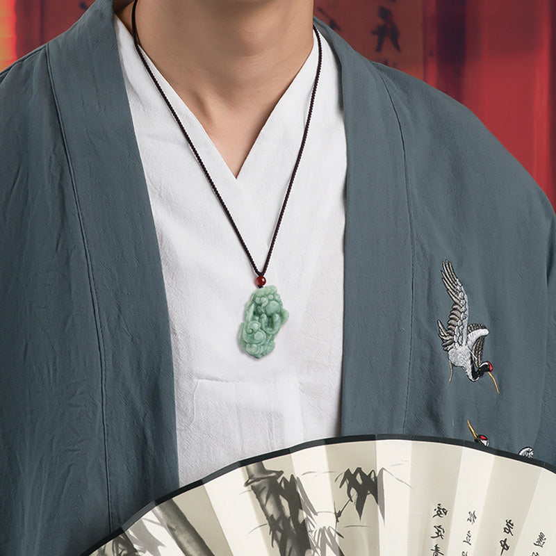 Nimara Ritual Jade PiXiu Wealth Luck String Necklace Pendant