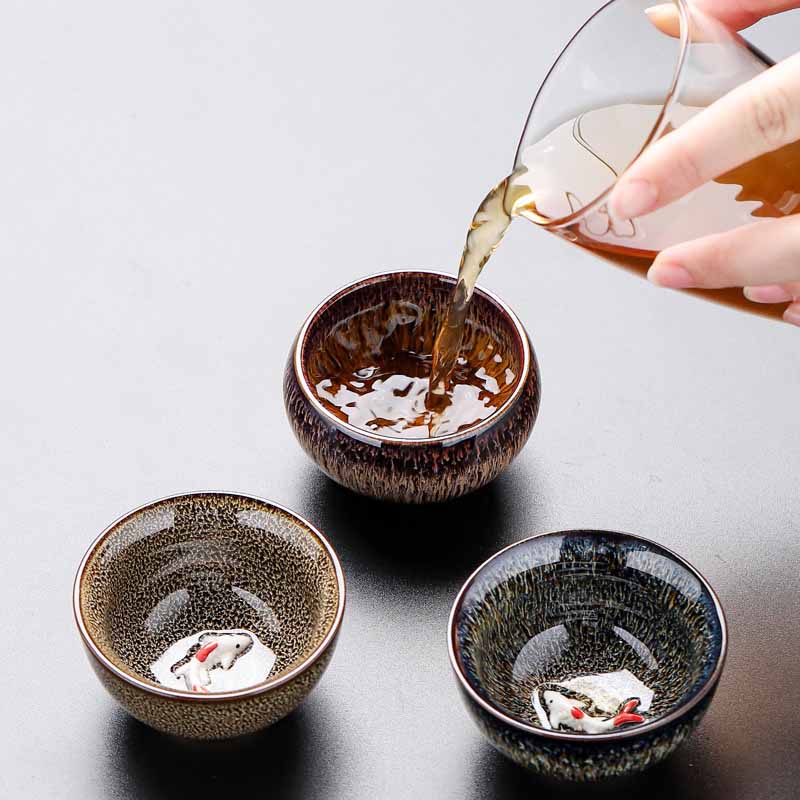 Nimara Ritual Small Koi Fish Kiln Change Chinese Jianzhan Ceramic Teacup Kung Fu Tea Cup 60ml