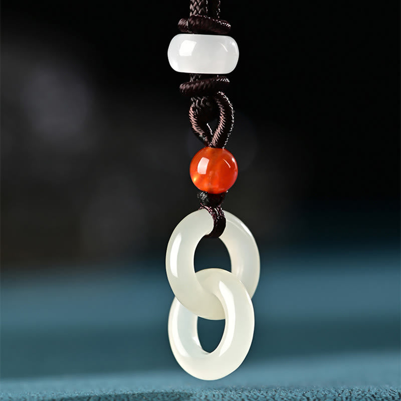 Nimara Ritual Natural Hetian Cyan Jade White Jade Double Peace Buckle Success Necklace Pendant