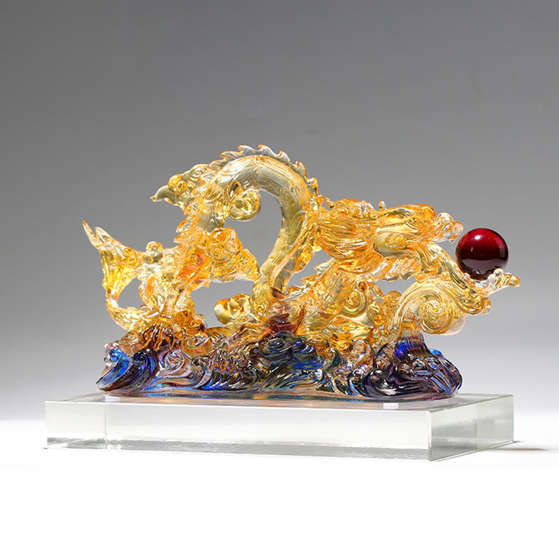 Nimara Ritual Handmade Dragon Liuli Crystal Art Piece Protection Strength Home Office Decoration