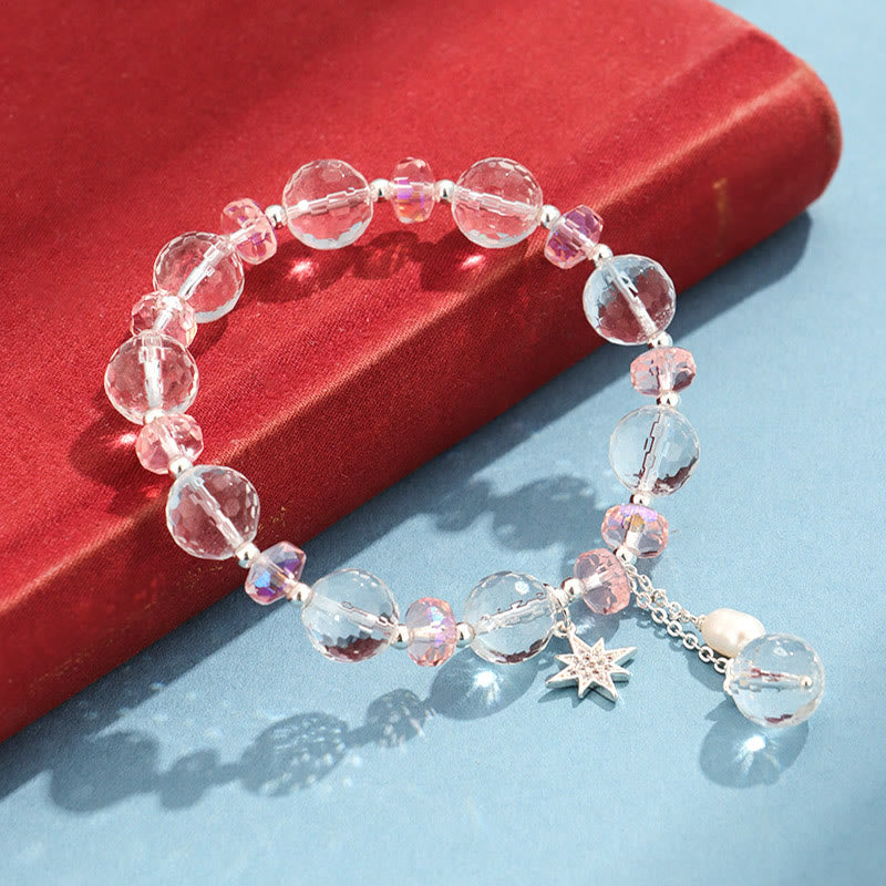 Nimara Ritual White Crystal Pink Crystal Protection Star Charm Bracelet
