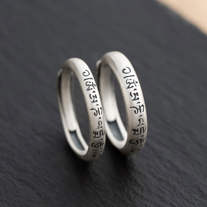 Nimara Ritual 990 Sterling Silver Six True Words Om Mani Padme Hum Love Peace Ring