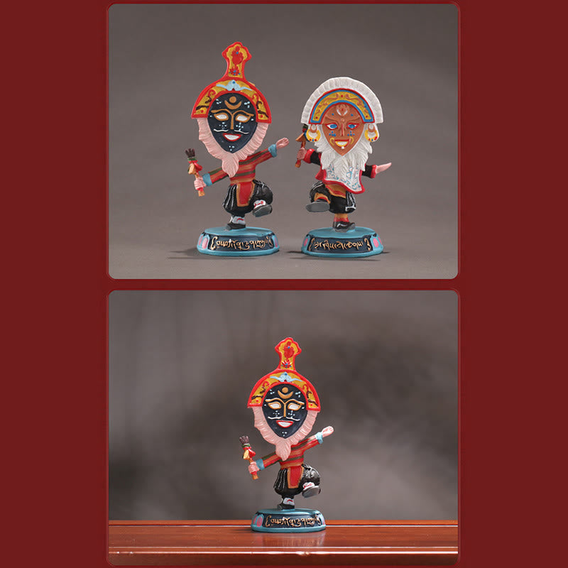 Nimara Ritual Tibetan Opera Face Mask Puppet Home Office Car Decoration Ornament