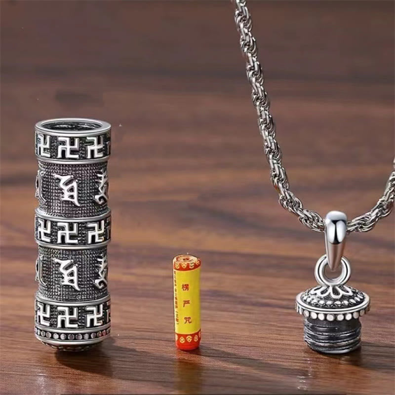 Nimara Ritual Om Mani Padme Hum Swastika Twisted Chain Wisdom Necklace Pendant
