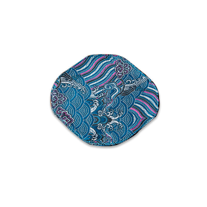 Nimara Ritual Sea Wave Bamboo Plum Blossom Brocade Embroidery Cup Mat Pad Tea Cup Coaster Kung Fu Tea Mat