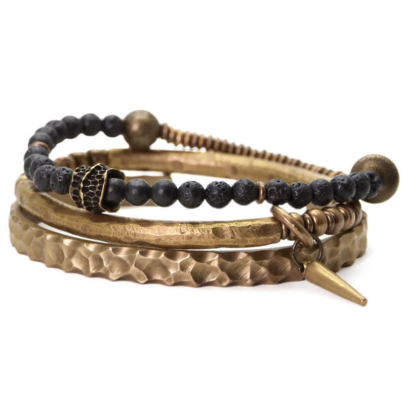Nimara Ritual Lava Rock Stone Copper Balance Cuff Bracelet Bangle