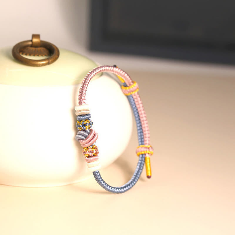 Nimara Ritual Two-Color Rope Handcrafted Eight Thread Peace Knot Luck Connection Bracelet
