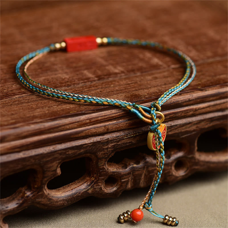 Nimara Ritual Handmade Cinnabar As One Wishes Blessing Braid Double Layer Bracelet