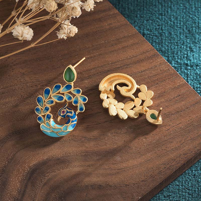 Nimara Ritual Natural White Peacock Green Agate Fortune Earrings