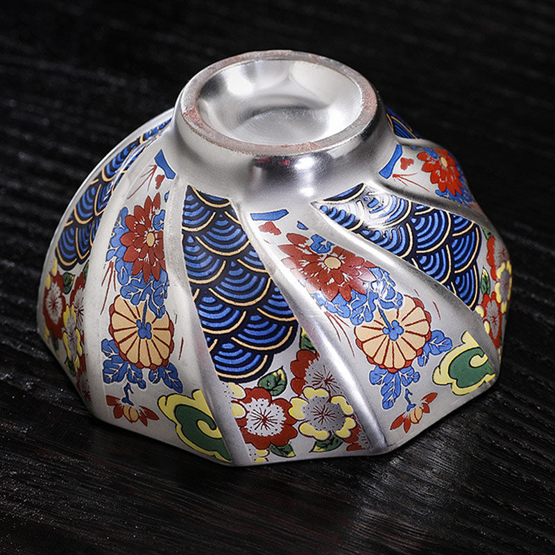 Nimara Ritual Chrysanthemum Flowers Ceramic Teacup Kung Fu Tea Cup