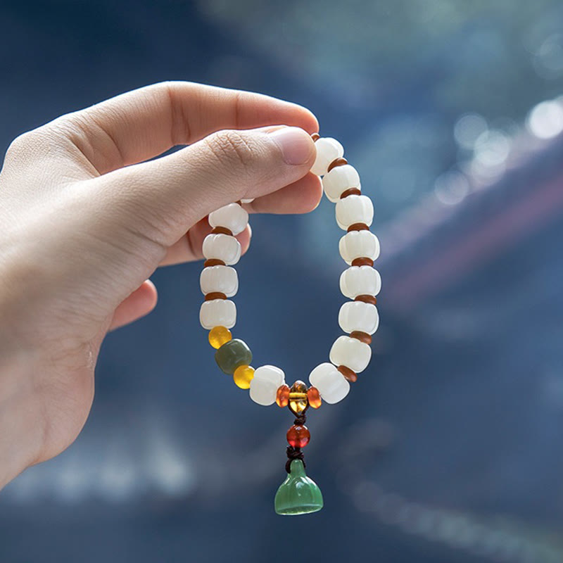 Nimara Ritual Natural Bodhi Seed Red Agate Bodhi Calm Harmony Engraved Pumpkin Bead Lotus Bracelet