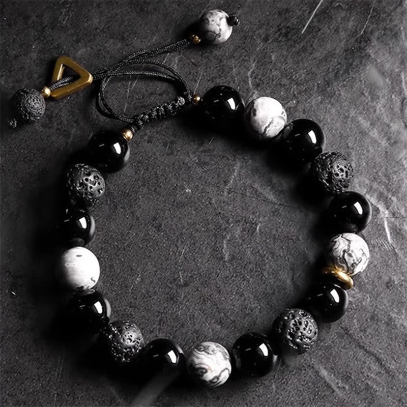 Nimara Ritual "All the Best for Strength and Grounding" Obsidian Bracelet Includes Gift Message Card
