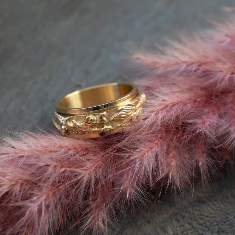 Nimara Ritual Dragon Titanium Steel Stimulation Rotatable Ring