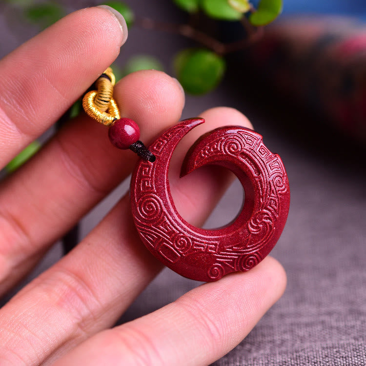 Nimara Ritual One's Luck Improves Design Patern Natural Cinnabar Blessing Necklace Pendant
