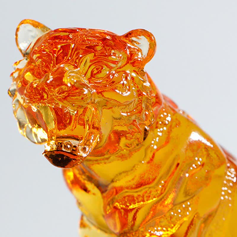 Nimara Ritual Handmade Liuli Crystal Tiger Art Piece Protection Home Decoration