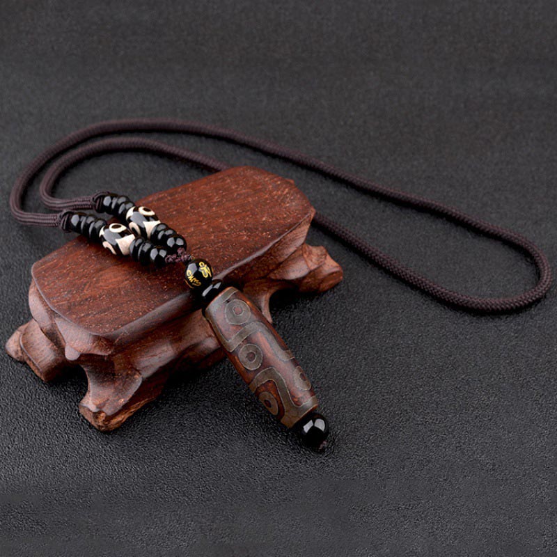 Nimara Ritual Nine-Eye Dzi Bead Wealth Protection Necklace