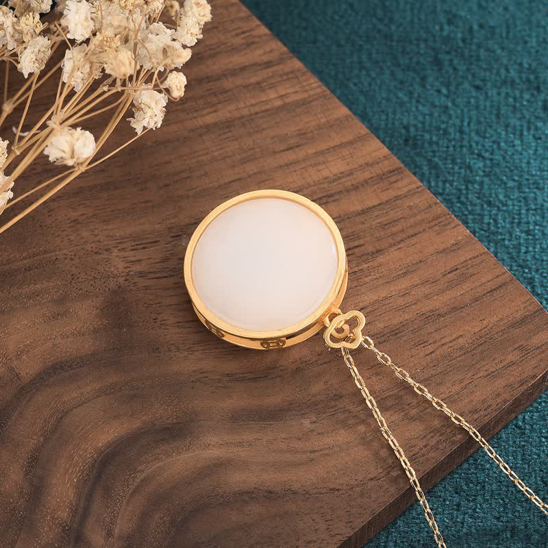 Nimara Ritual White Jade Koi Fish Lotus Blessing Necklace Pendant