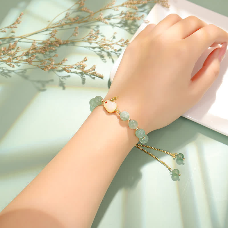 Nimara Ritual Year of the Rabbit Natural Green Aventurine Luck Bead Bracelet