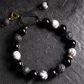 Transmute Negative Energy Black Obsidian Lava Rock Stone Yin Yang Strength Bracelet